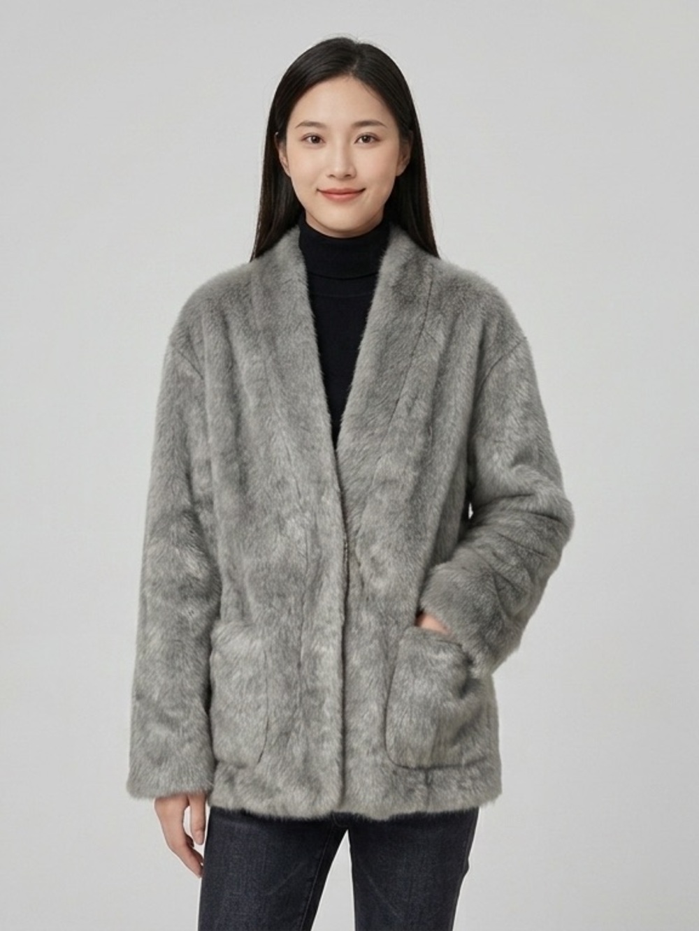 Women's Fur Jacket - Gray